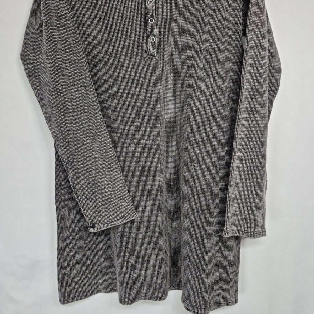 Victorias Secret PINK XXL Thermal Henley Top Gray Mineral Wash Waffle Knit NEW - Picture 3 of 7